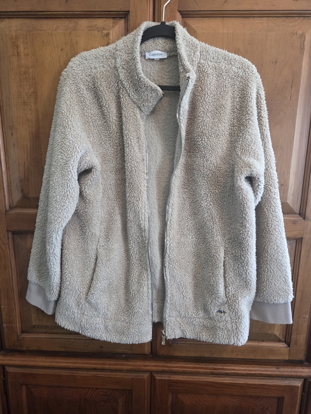 Calvin Klein Women's Sherpa Zip Jacket in Beige